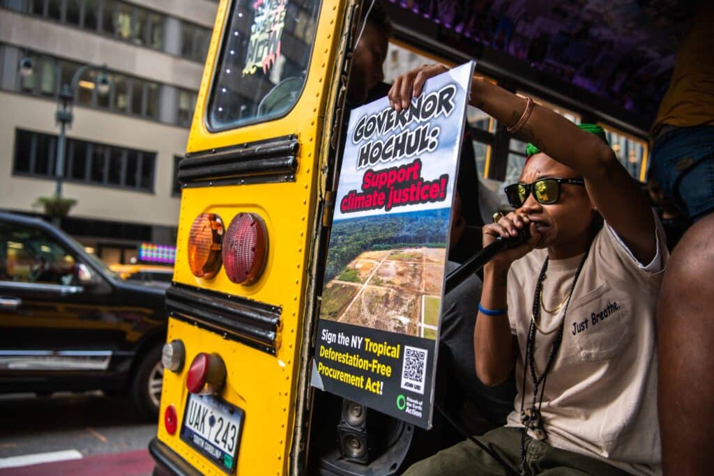 climate week deforestation bus